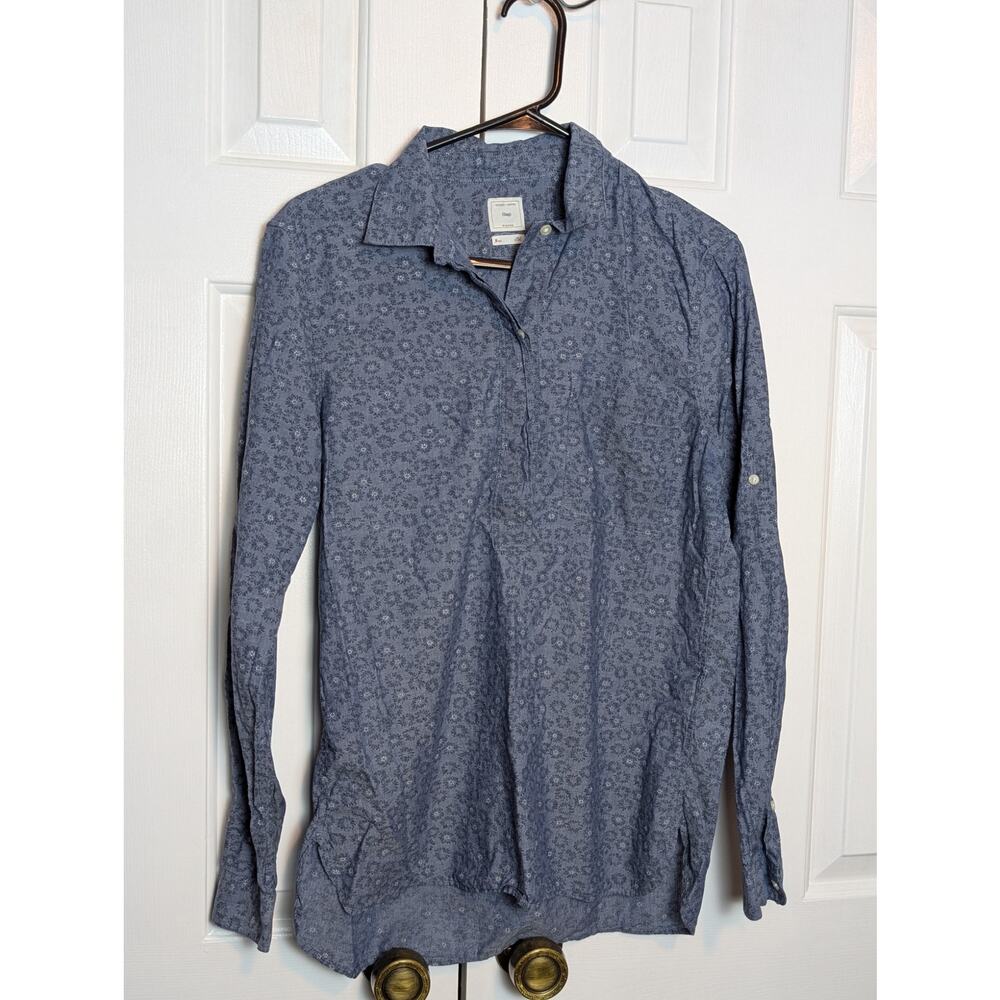 Gap Womens Top Blouse Boyfriend Tab Sleeve Popover Medium
